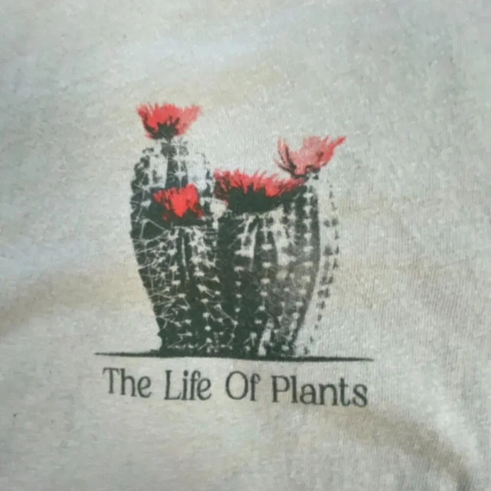 The Life Of Plants Mens Cactus Graphic T-Shirt Short Sleeve Sage Light Green L